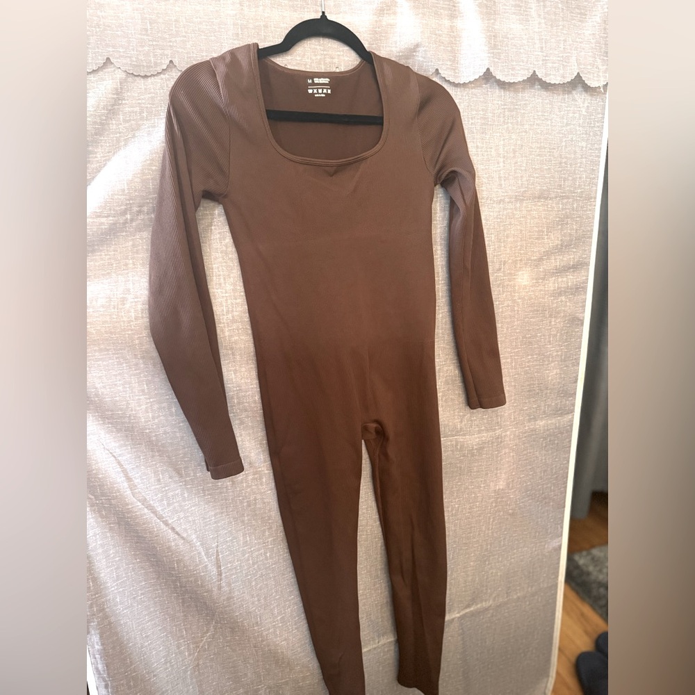 Brown Long Sleeve Jumpsuit